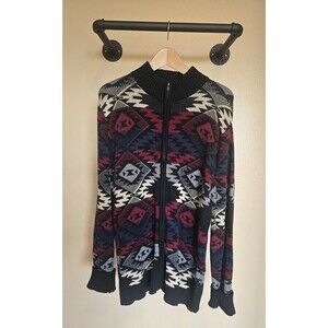 Wrangler Aztec multi‎ color long sleeve zip up sweater men's size large